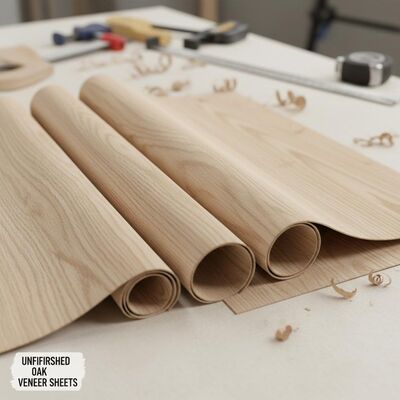 Onvoltooide eiken fineerplaten gladde textuur Ontworpen voor meubelvervaardiging Interieurontwerp en architectonisch houtwerk